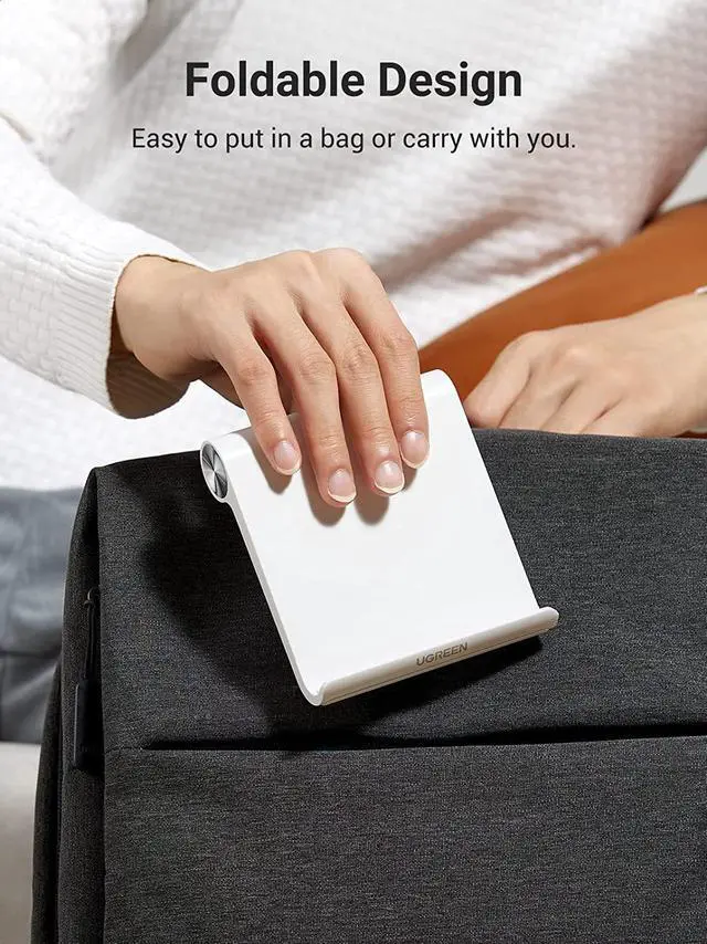Alt view image 7 of 7 - UGREEN Tablet Stand Holder Adjustable Protable Desktop Holder Dock Compatible for iPad 10.2 iPad Pro 11 Inch iPad 9.7 iPad Mini 5 4 3 2 iPad Air Nintendo Switch iPhone 13 12 Pro Max 11 XS XR White