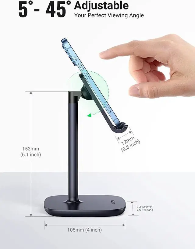 Alt view image 2 of 7 - UGREEN Phone Stand Cell Phone Holder Desk Compatible for iPhone 13 12 Pro Max 11 SE XS XR 8 Plus 6 7 Cellphone Stand Office Adjustable Mobile Phone Holder Black