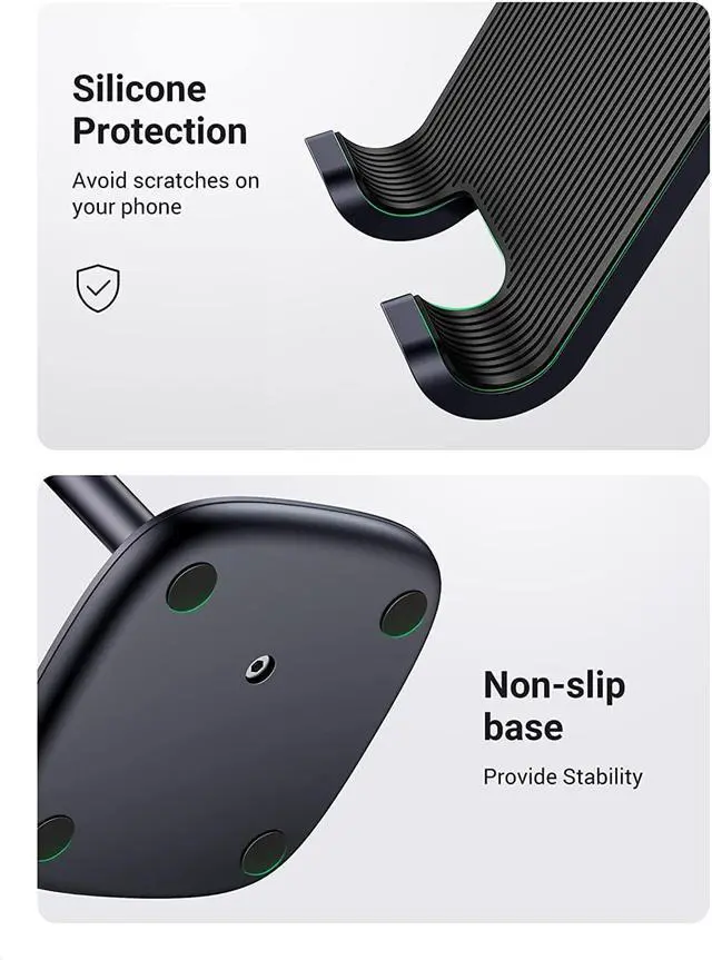Alt view image 4 of 7 - UGREEN Phone Stand Cell Phone Holder Desk Compatible for iPhone 13 12 Pro Max 11 SE XS XR 8 Plus 6 7 Cellphone Stand Office Adjustable Mobile Phone Holder Black