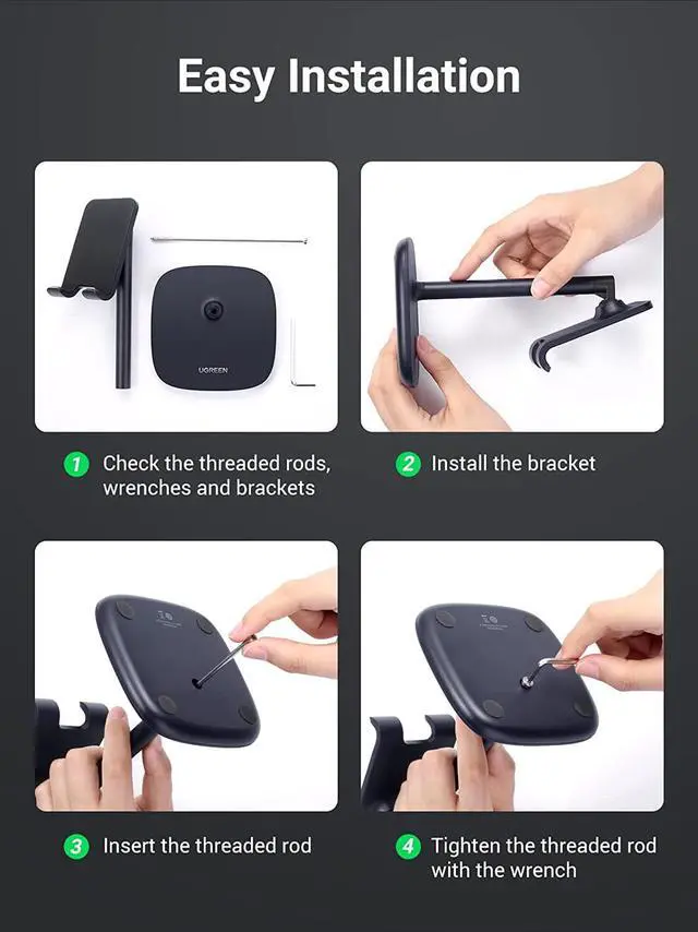 Alt view image 7 of 7 - UGREEN Phone Stand Cell Phone Holder Desk Compatible for iPhone 13 12 Pro Max 11 SE XS XR 8 Plus 6 7 Cellphone Stand Office Adjustable Mobile Phone Holder Black