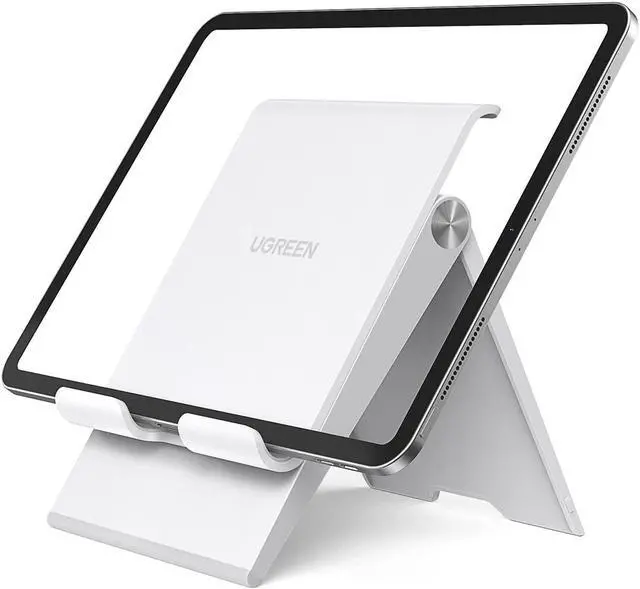 Main image of UGREEN Tablet Stand Holder Foldable Desktop Stand Protable Holder Adjustable Charging Dock Compatible for Phones, iPad, iPad Pro 11 Inch, iPad Mini 5 4 3 2, iPad Air, Nintendo Switch White