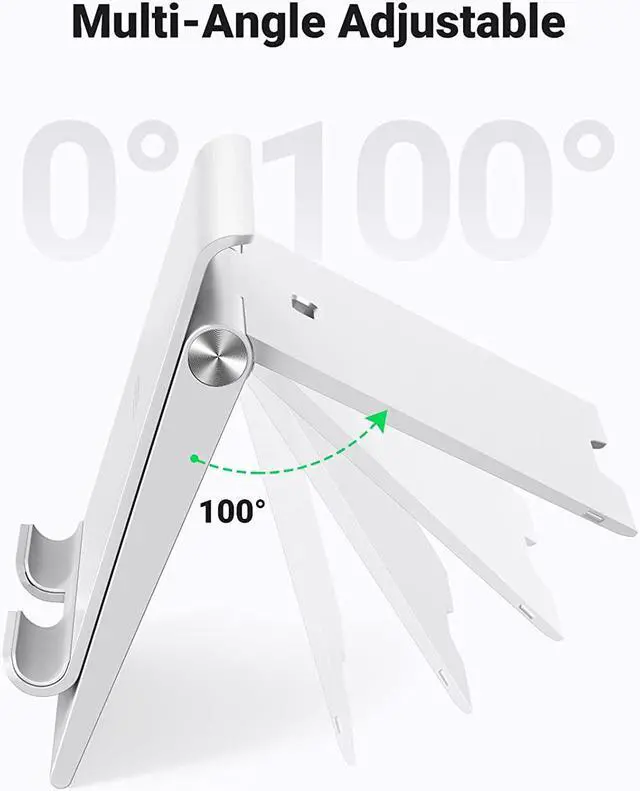 Alt view image 3 of 7 - UGREEN Tablet Stand Holder Foldable Desktop Stand Protable Holder Adjustable Charging Dock Compatible for Phones, iPad, iPad Pro 11 Inch, iPad Mini 5 4 3 2, iPad Air, Nintendo Switch White