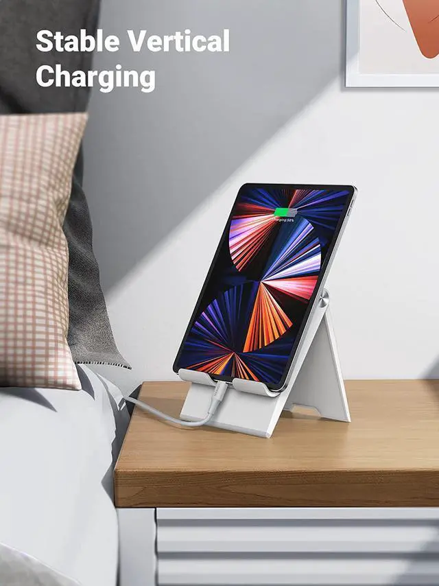 Alt view image 4 of 7 - UGREEN Tablet Stand Holder Foldable Desktop Stand Protable Holder Adjustable Charging Dock Compatible for Phones, iPad, iPad Pro 11 Inch, iPad Mini 5 4 3 2, iPad Air, Nintendo Switch White