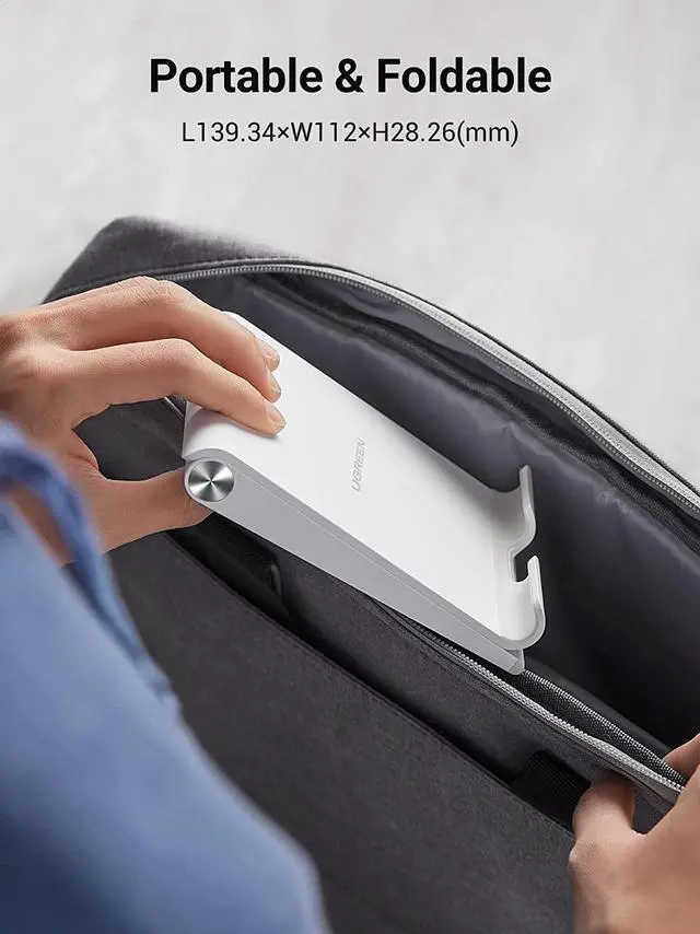 Alt view image 7 of 7 - UGREEN Tablet Stand Holder Foldable Desktop Stand Protable Holder Adjustable Charging Dock Compatible for Phones, iPad, iPad Pro 11 Inch, iPad Mini 5 4 3 2, iPad Air, Nintendo Switch White