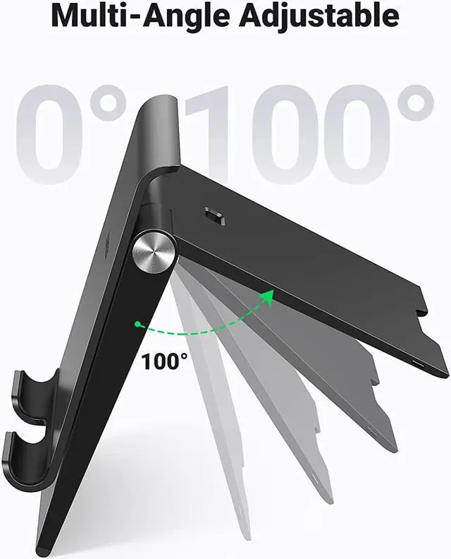 Alt view image 3 of 7 - UGREEN Tablet Stand Holder Foldable Desktop Stand Protable Holder Adjustable Charging Dock Compatible for Phones, iPad, iPad Pro 11 Inch, iPad Mini 5 4 3 2, iPad Air, Nintendo Switch Black