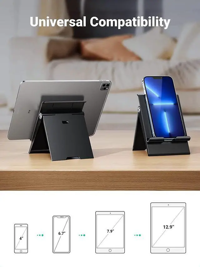 Alt view image 6 of 7 - UGREEN Tablet Stand Holder Foldable Desktop Stand Protable Holder Adjustable Charging Dock Compatible for Phones, iPad, iPad Pro 11 Inch, iPad Mini 5 4 3 2, iPad Air, Nintendo Switch Black