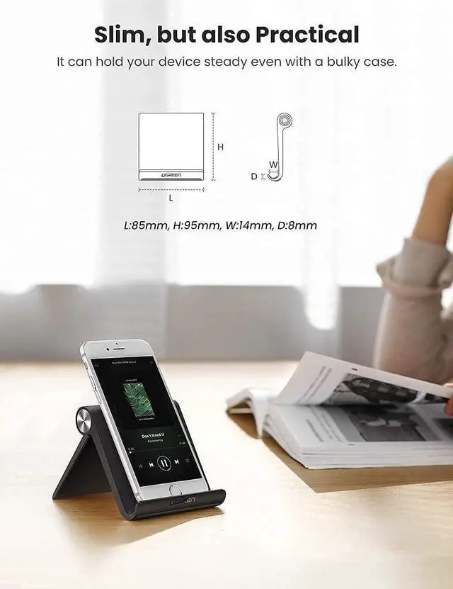 Alt view image 7 of 7 - UGREEN Cell Phone Stand Holder Bundle Mobile Phone Dock Compatible for iPhone 11 Pro Max XS XR 8 Plus 6 7 5 Samsung Galaxy S20 S10 S9 S8 S7 Edge S6 Android Smartphone Holder Desk Adjustable Foldable