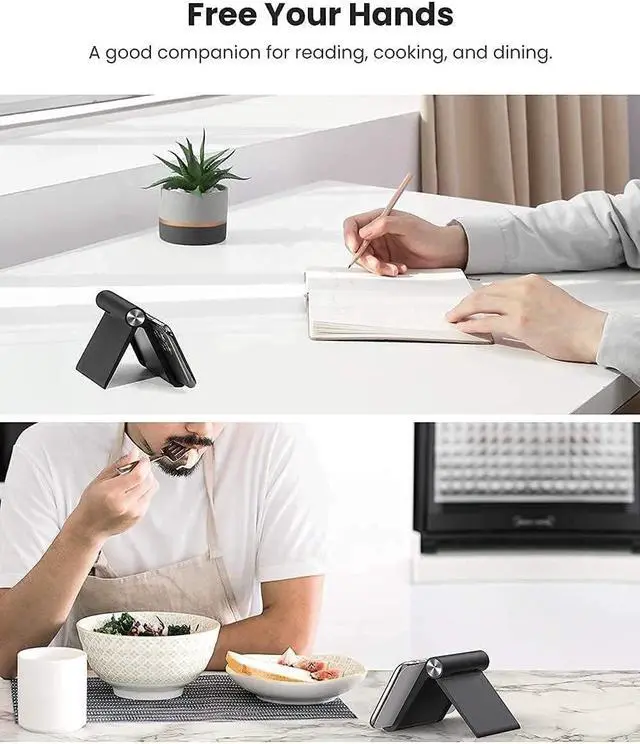 Alt view image 4 of 7 - UGREEN Cell Phone Stand Holder Bundle Mobile Phone Dock Compatible for iPhone 11 Pro Max XS XR 8 Plus 6 7 5 Samsung Galaxy S20 S10 S9 S8 S7 Edge S6 Android Smartphone Holder Desk Adjustable Foldable