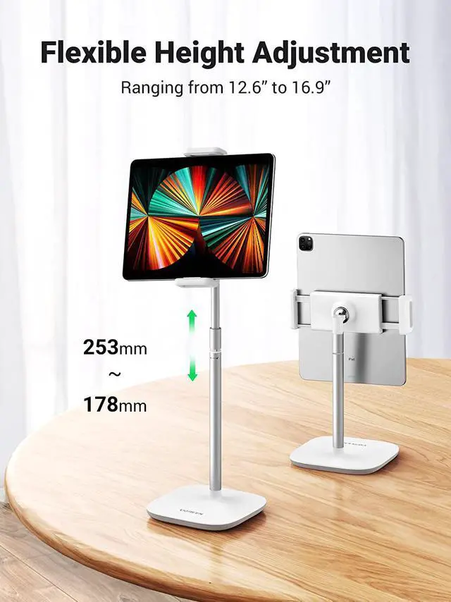 Alt view image 2 of 7 - UGREEN Tablet Stand Holder for Desk Height Adjustable Stand Aluminum Alloy Cradle Desktop Tablet Mount Dock Compatible with iPad Pro 12.9, iPad Air Mini 5 4 3, Nintendo Switch, eBook Reader