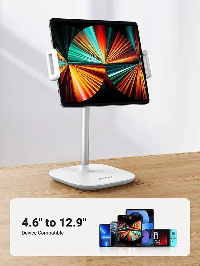Alt view image 6 of 7 - UGREEN Tablet Stand Holder for Desk Height Adjustable Stand Aluminum Alloy Cradle Desktop Tablet Mount Dock Compatible with iPad Pro 12.9, iPad Air Mini 5 4 3, Nintendo Switch, eBook Reader
