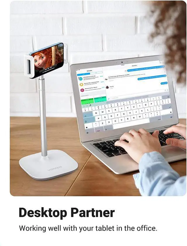 Alt view image 7 of 7 - UGREEN Tablet Stand Holder for Desk Height Adjustable Stand Aluminum Alloy Cradle Desktop Tablet Mount Dock Compatible with iPad Pro 12.9, iPad Air Mini 5 4 3, Nintendo Switch, eBook Reader