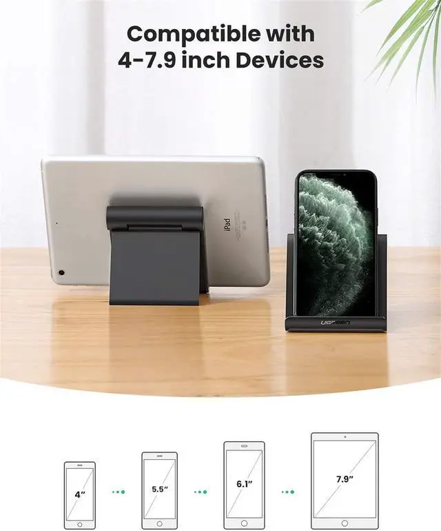 Alt view image 3 of 7 - UGREEN Cell Phone Stand Bundle Phone Holder for Desk Adjustable Compatible with iPhone 12 Pro Max 11 SE XS XR 8 Plus 6 7 Samsung Galaxy Note20 S20 S10 S9 S8 Android Smartphone