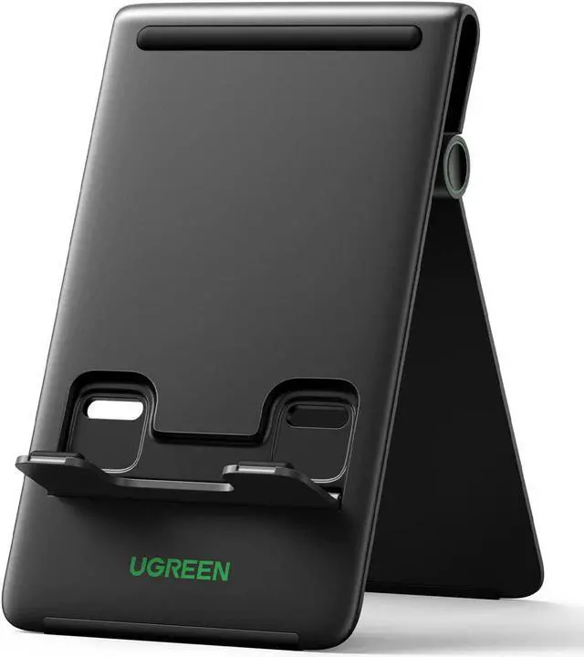 Main image of UGREEN Tablet Stand Holder Adjustable Desktop Portable Stand Dock Foldable Tablet Stand Compatible for Phones, iPad, iPad Pro 11 Inch, iPad Mini 5 4 3 2, iPad Air, Nintendo Switch Black