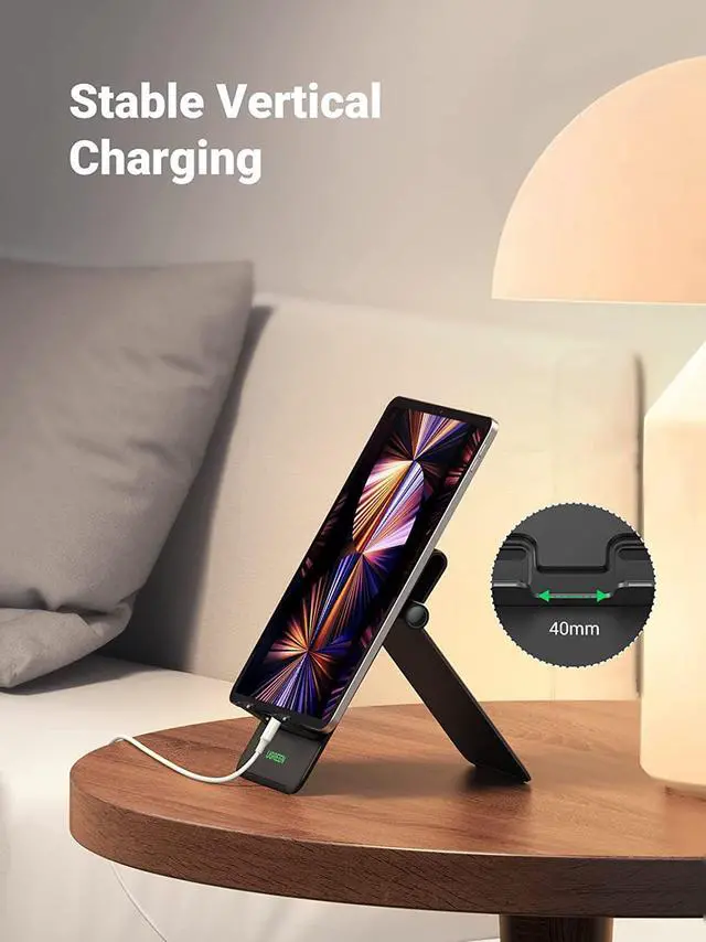 Alt view image 6 of 7 - UGREEN Tablet Stand Holder Adjustable Desktop Portable Stand Dock Foldable Tablet Stand Compatible for Phones, iPad, iPad Pro 11 Inch, iPad Mini 5 4 3 2, iPad Air, Nintendo Switch Black