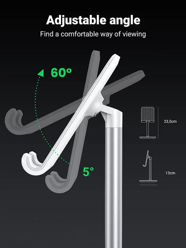 Alt view image 2 of 7 - UGREEN Tablet Stand Holder Adjustable Desktop Holder Dock Compatible for iPad 10.2 Inch iPad Air 10.5 iPad Mini 4 3 2 Nintendo Switch Samsung Galaxy Tab E-Book Reader Max 12.9 Inch