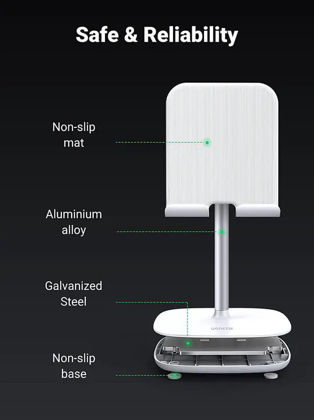 Alt view image 6 of 7 - UGREEN Tablet Stand Holder Adjustable Desktop Holder Dock Compatible for iPad 10.2 Inch iPad Air 10.5 iPad Mini 4 3 2 Nintendo Switch Samsung Galaxy Tab E-Book Reader Max 12.9 Inch