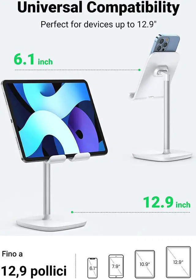 Alt view image 3 of 7 - UGREEN Tablet Stand Holder Adjustable Desktop Holder Dock Compatible for iPad 10.2 Inch iPad Air 10.5 iPad Mini 4 3 2 Nintendo Switch Samsung Galaxy Tab E-Book Reader Max 12.9 Inch