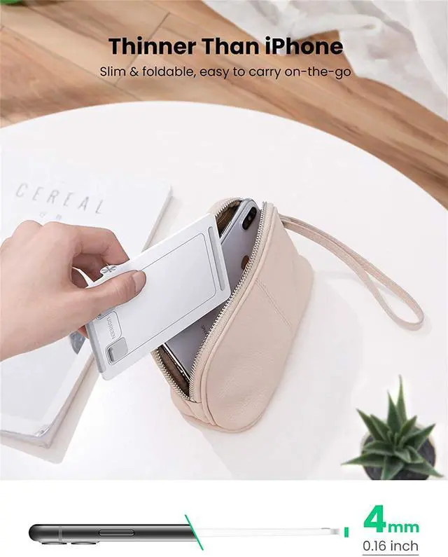 Alt view image 3 of 7 - UGREEN Cell Phone Stand for Desk Adjustable Phone Holder Dock Compatible for iPhone 13 12 Pro Max 11 XS XR 8 Plus 6 7 6S Smartphone, Samsung Galaxy Note20 S20 Ultra S10, Foldable and Portable (White)