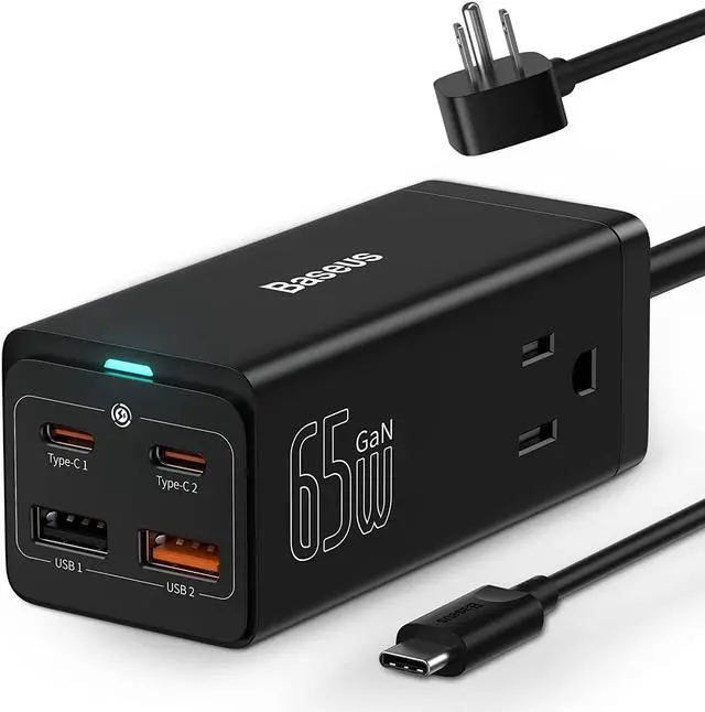 Alt view image 2 of 7 - Baseus 65W GaN III USB C Charging Station & 24W USB Car Charger