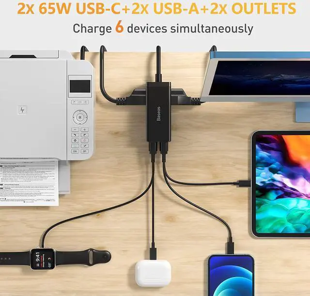 Alt view image 3 of 7 - Baseus 65W GaN III USB C Charging Station & 24W USB Car Charger