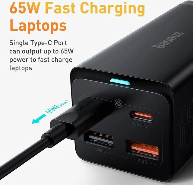 Alt view image 4 of 7 - Baseus 65W GaN III USB C Charging Station & 24W USB Car Charger