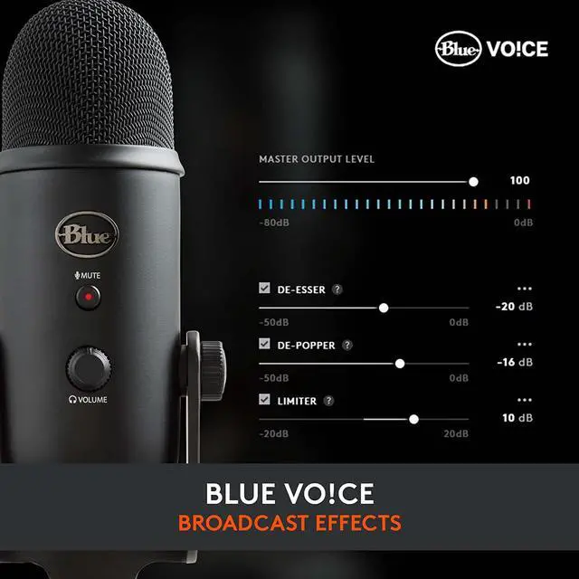 Alt view image 3 of 7 - Blue Yeti USB Microphone for Recording, Streaming, Gaming, Podcasting on PC and Mac, Condenser Mic for Laptop or Computer with Blue VO!CE Effects, Adjustable Stand, Plug and Play \u2013 Blackout