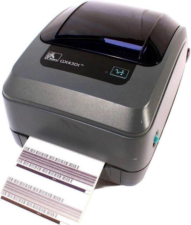 Refurbished: Zebra GX430t Thermal Transfer Desktop Printer for Labels,  Receipts, Barcodes, Tags, and Wrist Bands Print Width of in USB,  Serial, Parallel, and Ethernet Connectivity (Renewed)