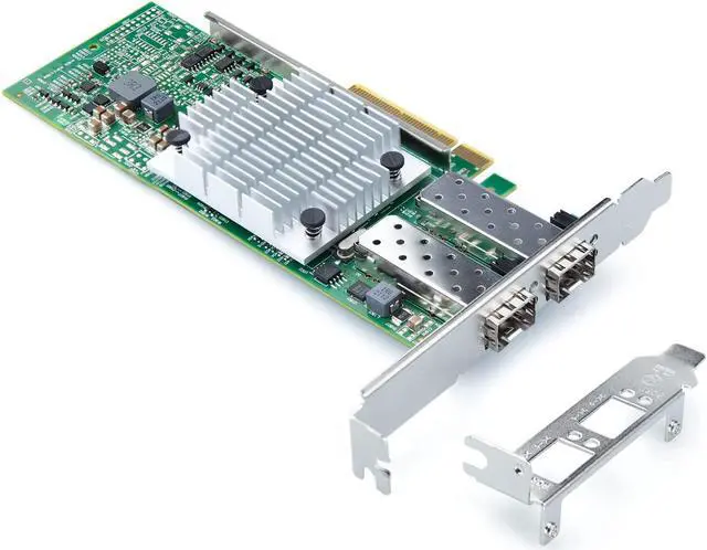 Alt view image 2 of 6 - 10GbE SFP+ NIC Network Adapter Card, Dual SFP+ Ports, with Broadcom BCM57810S Controller, PCI-E X 8, PCI Express LAN Card, Fiber to Ethernet Server Adapter Support Windows Server/Windows/Linux/VMware
