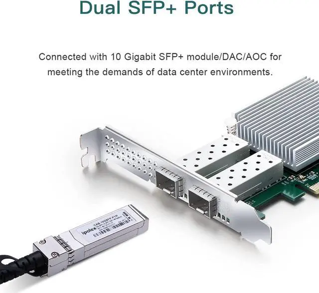 Alt view image 2 of 7 - 10Gb PCI-E Network Adapter Card (NIC) Compare to Intel X710-DA2, Dual SFP+ Port, with Intel X710-BM2 Chipset, PCI Express x8, 10Gb PCI-E Ethernet LAN Adapter Support Windows Server/Linux/VMware