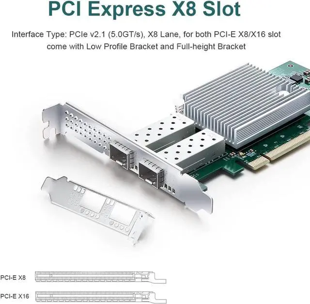 Alt view image 6 of 7 - 10Gb PCI-E Network Adapter Card (NIC) Compare to Intel X710-DA2, Dual SFP+ Port, with Intel X710-BM2 Chipset, PCI Express x8, 10Gb PCI-E Ethernet LAN Adapter Support Windows Server/Linux/VMware