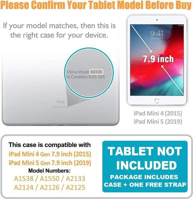 Alt view image 7 of 7 - Case for iPad Mini 4 and iPad Mini 5, Full Body Protection Shockproof Sturdy iPad Mini 4/5 Case