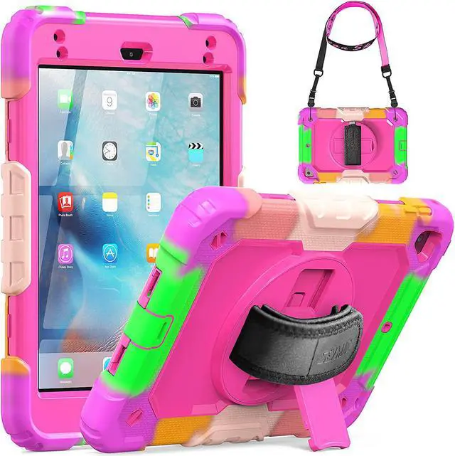Main image of Case for iPad Pro 11 4th/ 3rd/ 2nd/ 1st Generation 2022/2021/2020/2018, Heavy Duty Shockproof Protective Case with Screen Protector, Rotating Stand, Hand/Shoulder Strap, Sky Blue