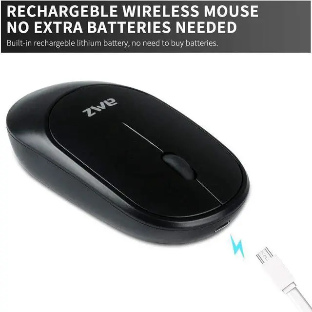 Alt view image 2 of 7 - Wireless Mouse, 2.4G Portable USB Wireless Mouse Computer Mice, Wireless Mouse Rechargeable Slim, 1200DPI Office and Home Cordless Mice for Laptop Mac PC Computer Windows XP/Vista /7/8/10 (Black)