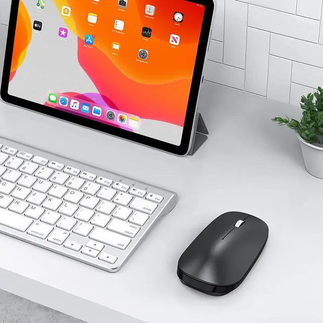 Alt view image 6 of 7 - OMOTON Bluetooth Mouse for iPad and iPhone (iPadOS 13/ iOS 13 and Above), Ultra-Thin Wireless Mouse Compatible with Bluetooth Enabled Computer, Laptop, PC, Notebook, and Mac Series, Matte Black
