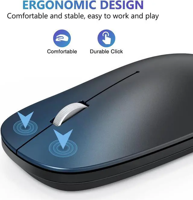 Alt view image 2 of 7 - OMOTON Bluetooth Mouse for iPad and iPhone (iPadOS 13/ iOS 13 and Above), Ultra-Thin Wireless Mouse Compatible with Bluetooth Enabled Computer, Laptop, PC, Notebook, and Mac Series, Matte Black
