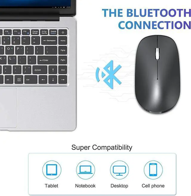 Alt view image 5 of 7 - OMOTON Bluetooth Mouse for iPad and iPhone (iPadOS 13/ iOS 13 and Above), Ultra-Thin Wireless Mouse Compatible with Bluetooth Enabled Computer, Laptop, PC, Notebook, and Mac Series, Matte Black