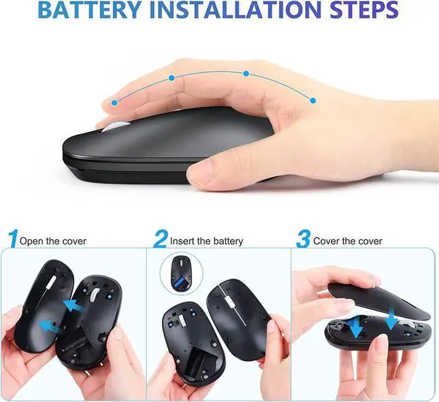 Alt view image 4 of 7 - OMOTON Bluetooth Mouse for iPad and iPhone (iPadOS 13/ iOS 13 and Above), Ultra-Thin Wireless Mouse Compatible with Bluetooth Enabled Computer, Laptop, PC, Notebook, and Mac Series, Matte Black