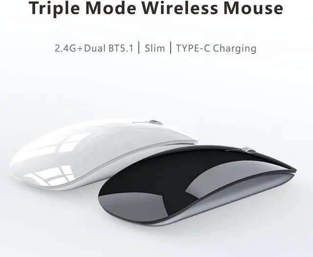 Alt view image 7 of 7 - Uciefy U30 Bluetooth Mouse, Ultra Slim Triple Mode (BT5.1+BT5.1+USB) Rechargeable Wireless Bluetooth Mouse Compatible with iPad, Laptop, MacBook(White)