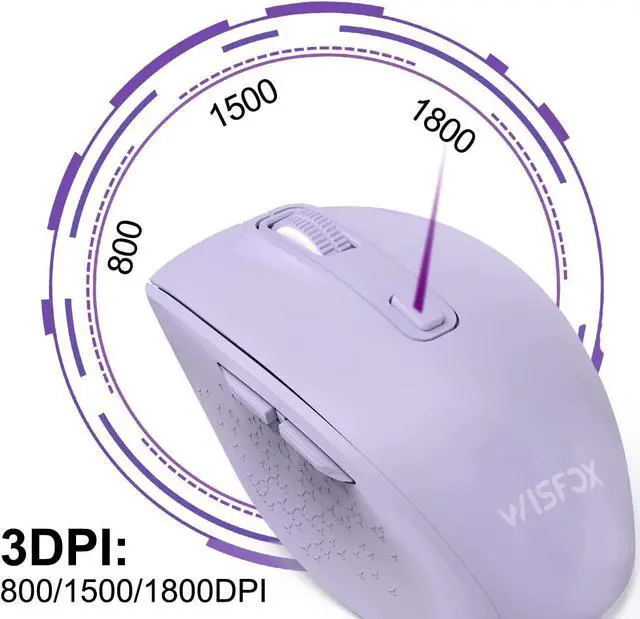 Alt view image 4 of 7 - Wireless Bluetooth Mouse, WisFox Silent Mouse Easy-Switch to 3 Devices, Portable Cordless Mice for Laptop Computer PC (Purple)