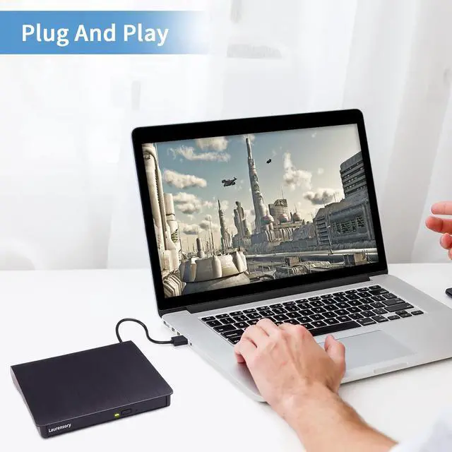 Alt view image 7 of 7 - External DVD Drive USB 3.0 Type-C USB Portable Player for Laptop CD DVD +/-RW Disk Drive CD ROM Burner Writer CD/DVD Burner Reader Compatible with Desktop Windows Linux OS Apple MacBook