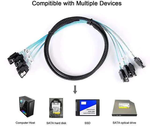Alt view image 6 of 6 - SATA-III Cable:0.5M, 4Pcs/Set Thin SATA 6Gbps HDD SSD Data-Cable Bundled Replacement for Server Bitcoin Computer SSD HDD CD DVD Drives Raid(1.6FT)