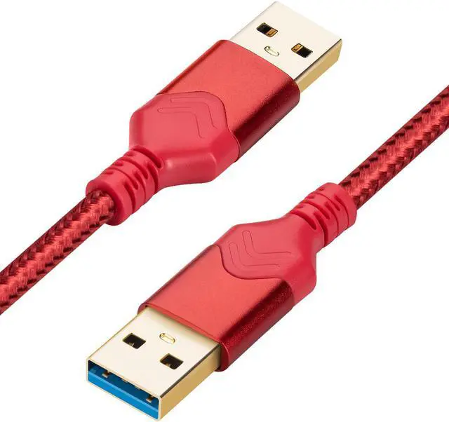 Main image of USB 3.0 Male to Male Cable USB A to USB A High Speed Data Cord Compatible with Hard Disk Drive/Laptop Cooler/Set-top Box/DVD Player/TV/Camera and More (1 FT Red)