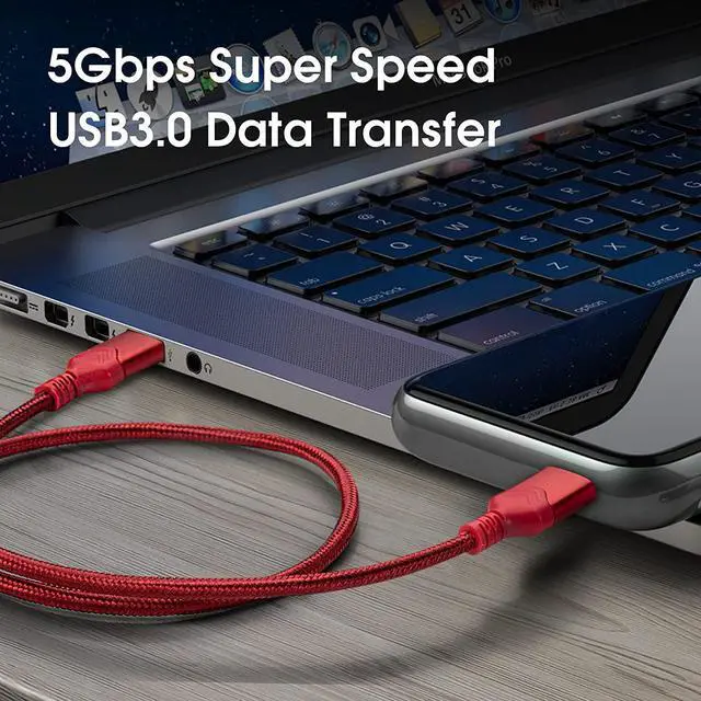 Alt view image 4 of 6 - USB 3.0 Male to Male Cable USB A to USB A High Speed Data Cord Compatible with Hard Disk Drive/Laptop Cooler/Set-top Box/DVD Player/TV/Camera and More (1 FT Red)