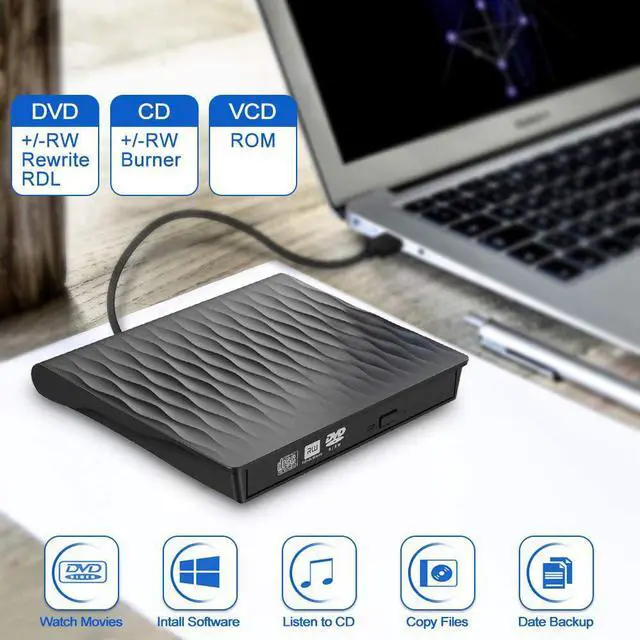 Alt view image 2 of 7 - External CD DVD Drive, USB 3.0 Slim External CD/DVD +/-RW Drive Writer Rewriter Burner, DORISO High Speed Data Transfer External DVD Drive for Laptop/Mac/Desktop/MacOS/Windows10/ 8/7