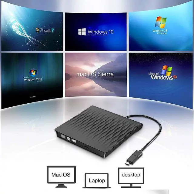 Alt view image 3 of 7 - External CD DVD Drive, USB 3.0 Slim External CD/DVD +/-RW Drive Writer Rewriter Burner, DORISO High Speed Data Transfer External DVD Drive for Laptop/Mac/Desktop/MacOS/Windows10/ 8/7