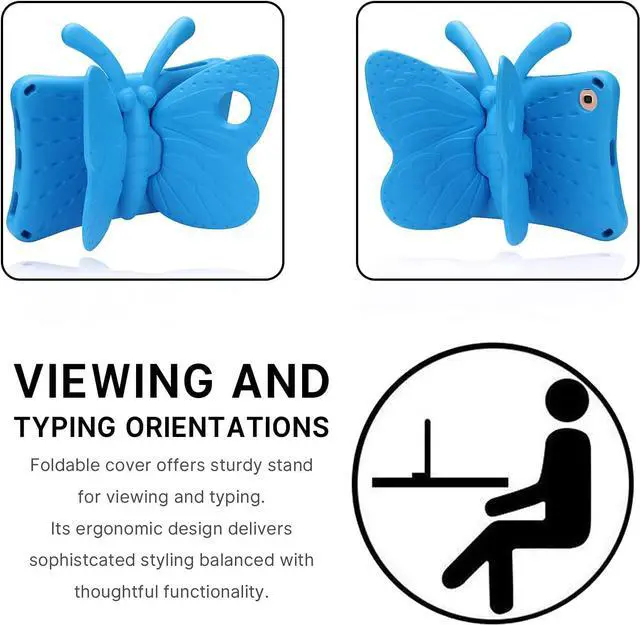 Alt view image 5 of 7 - Samsung Galaxy Tab A 8.4 Kids case Cute Butterfly Case with Stand for Kids Light Weight EVA Rugged Shockproof Heavy Duty Kids Friendly Full Cover for Samsung Tab A 8.4 2021 2020 (Blue)