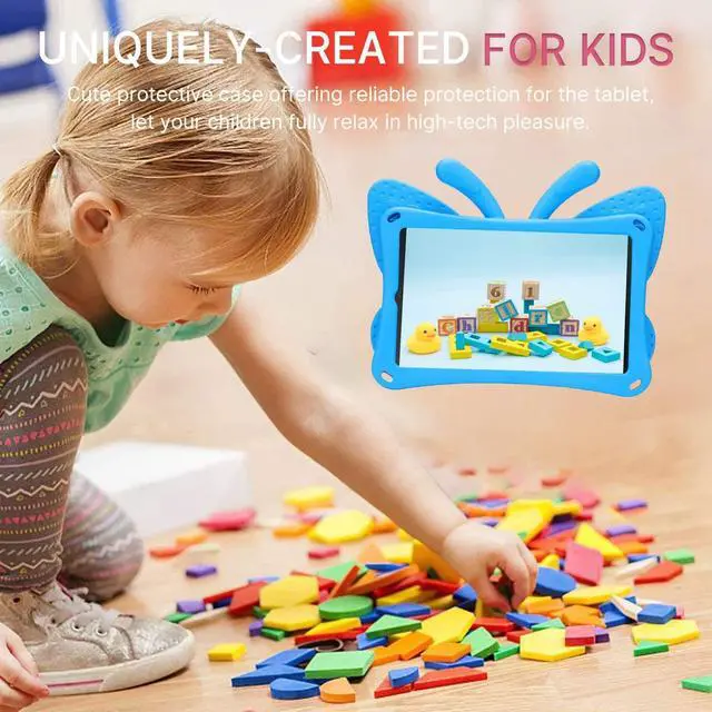 Alt view image 6 of 7 - Samsung Galaxy Tab A 8.4 Kids case Cute Butterfly Case with Stand for Kids Light Weight EVA Rugged Shockproof Heavy Duty Kids Friendly Full Cover for Samsung Tab A 8.4 2021 2020 (Blue)