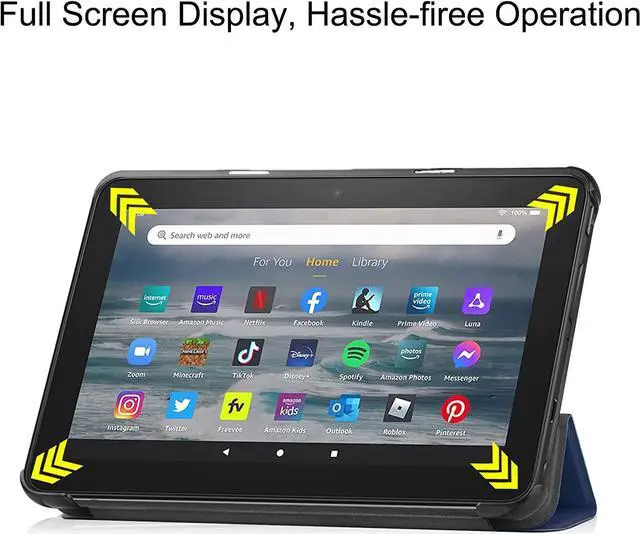 Alt view image 5 of 7 - Leather Case for Fire HD 7 2022 12th Gen Case Flip Slim Leather with Trifold Stand Fire HD 7 Auto Wake Sleep Smart Cover Soft TPU Back Shockproof Case (Fire HD 7 12th Gen, Blue)
