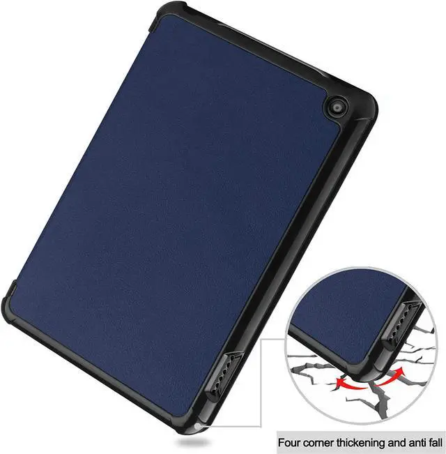 Alt view image 3 of 7 - Leather Case for Fire HD 7 2022 12th Gen Case Flip Slim Leather with Trifold Stand Fire HD 7 Auto Wake Sleep Smart Cover Soft TPU Back Shockproof Case (Fire HD 7 12th Gen, Blue)