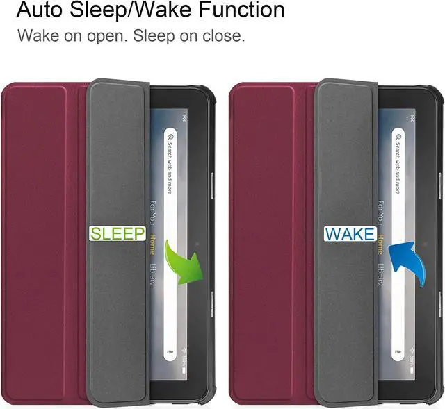 Alt view image 2 of 7 - Leather Case for Fire HD 7 2022 12th Gen Case Flip Slim Leather with Trifold Stand Fire HD 7 Auto Wake Sleep Smart Cover Soft TPU Shockproof Case (Fire HD 7 12th Gen, Red)